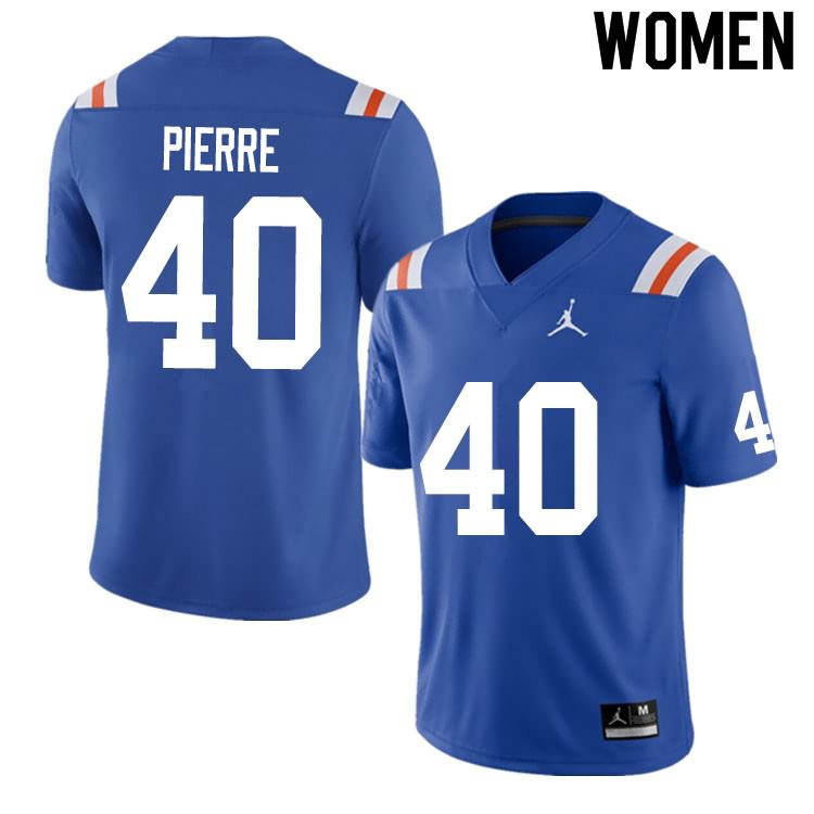 Women's NCAA Florida Gators Jesiah Pierre #40 Stitched Authentic Nike Blue Throwback College Football Jersey RJB0765PG